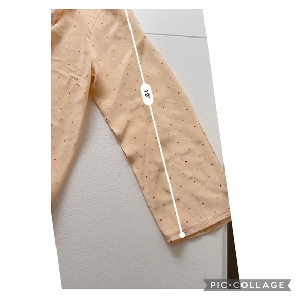 Madewell Top Blouse Womens Medium Peach Polka Dot Silk 3/4 Sleeve Semi-Sheer - Picture 13 of 13